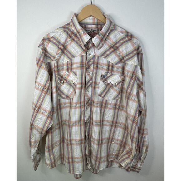 VTG 80s 90s Wrangler Western Shirt Pearl Snap Plaid Cowboy Men XXL / See Below - Picture 3 of 14